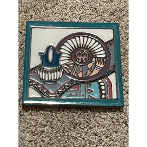Southwestern Native American Earthtones Tile Trivet Wall Hanging Leone Kuhne